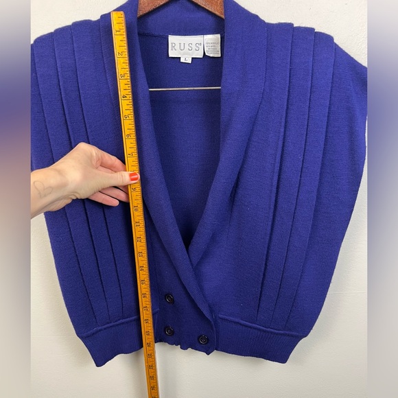 Vintage Russ Indigo/Purple Sweater Vest – 1980s Double-Breasted – Size L - Picture 8 of 12